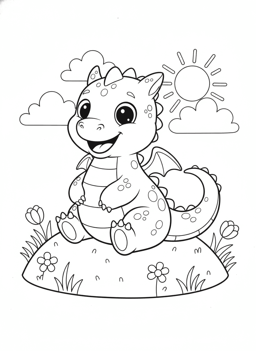 Cute Dragon Coloring Page
