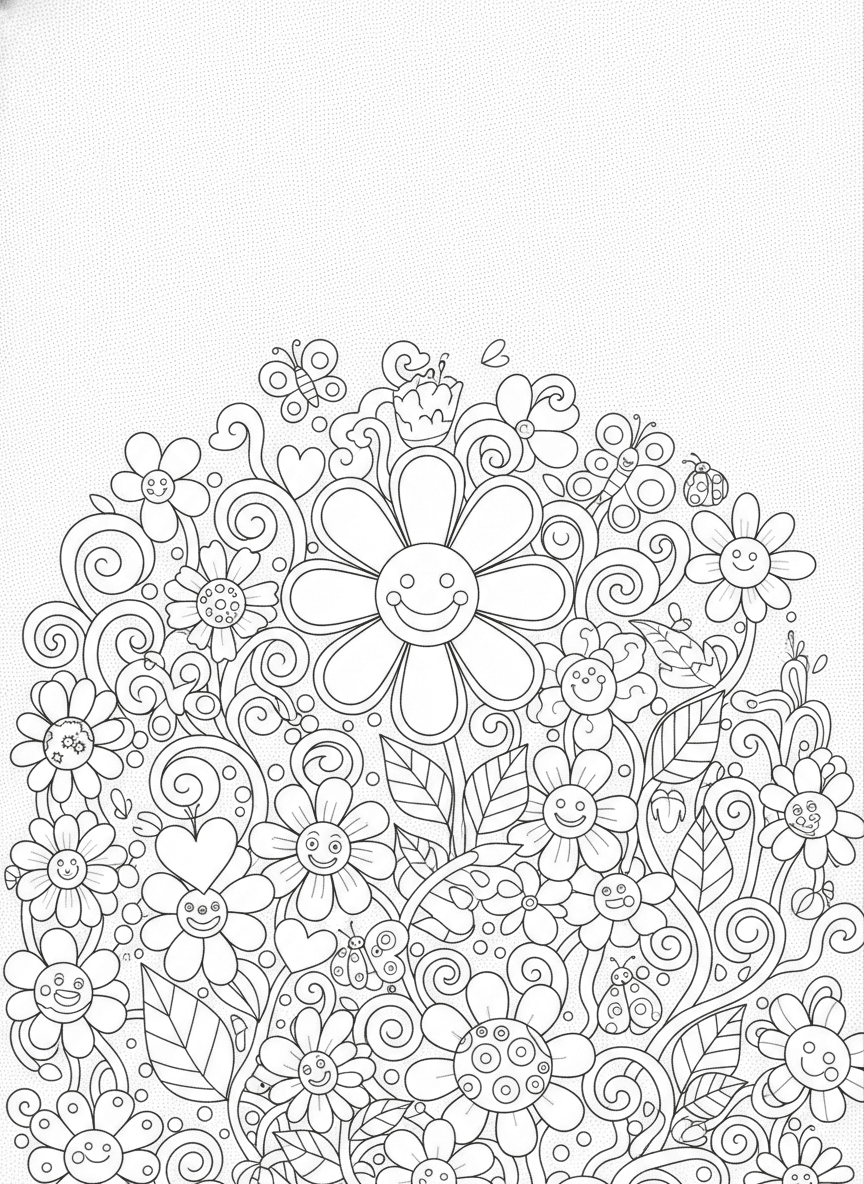 Beautiful Floral Patterns Coloring Page — free printable black-and-white coloring page