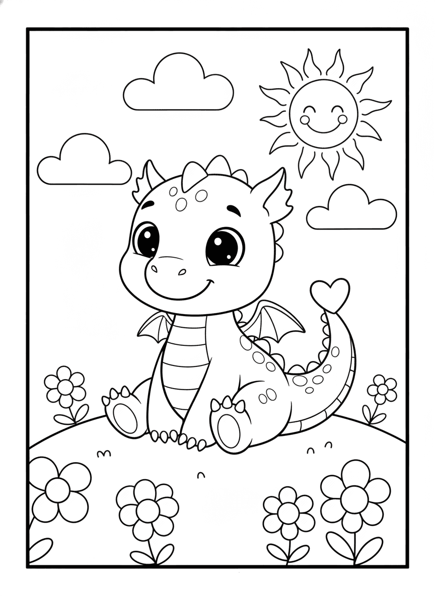 Cute Dragon Coloring Page